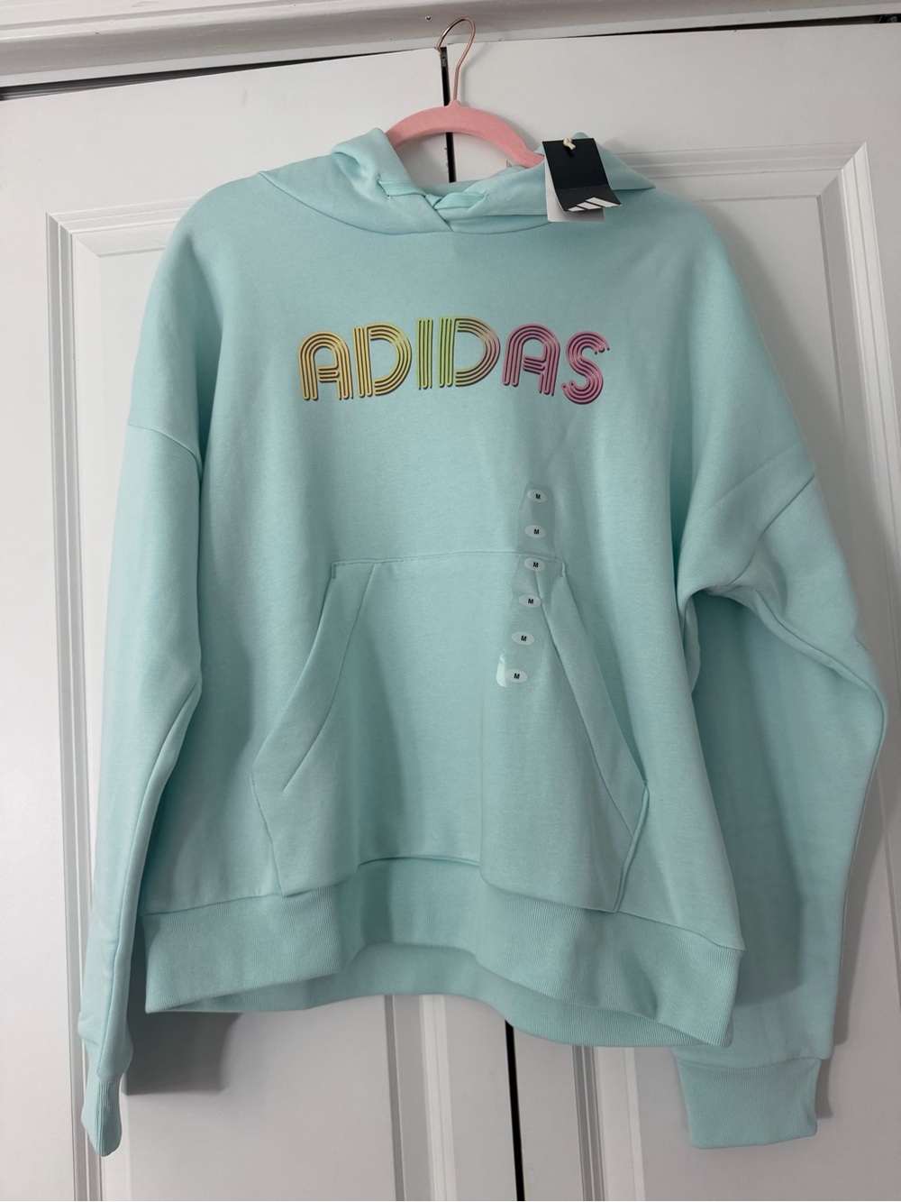adidas Mint Crewneck Hoodie with Rainbow Logo